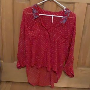 Red white and blue sheer shirt